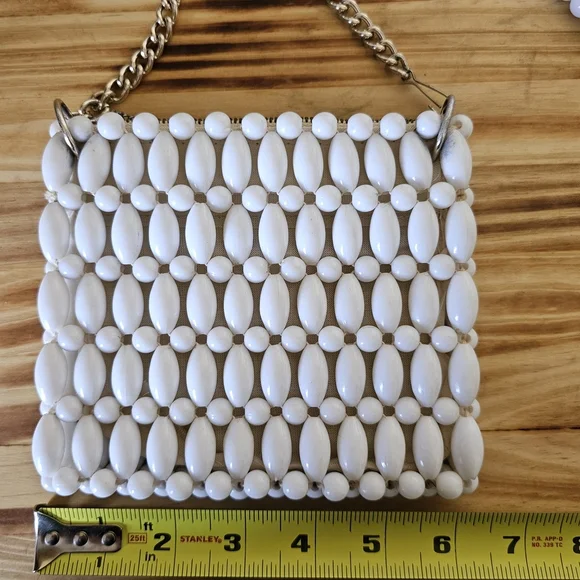 Vintage 1960's Lucite Plastic Beaded MCM Mod Minimalist Purse - Picture 3 of 5